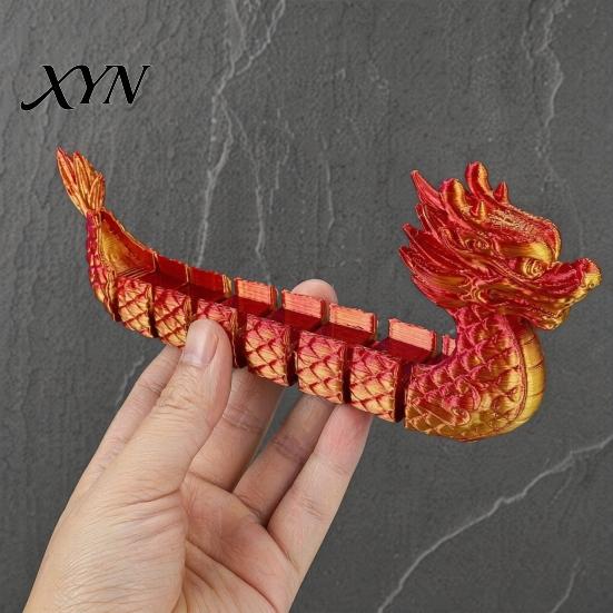 Украшение Фестиваля лодок-драконов, 3D-печатная шарнирная фигурка, Статуэтка с градиентной металлической отделкой, гибким и сгибающимся телом, Красочная традиционная настольная