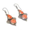 Italian Red Coral Handmade 925 Sterling Silver Jewelry Earring 2.17" J5c37