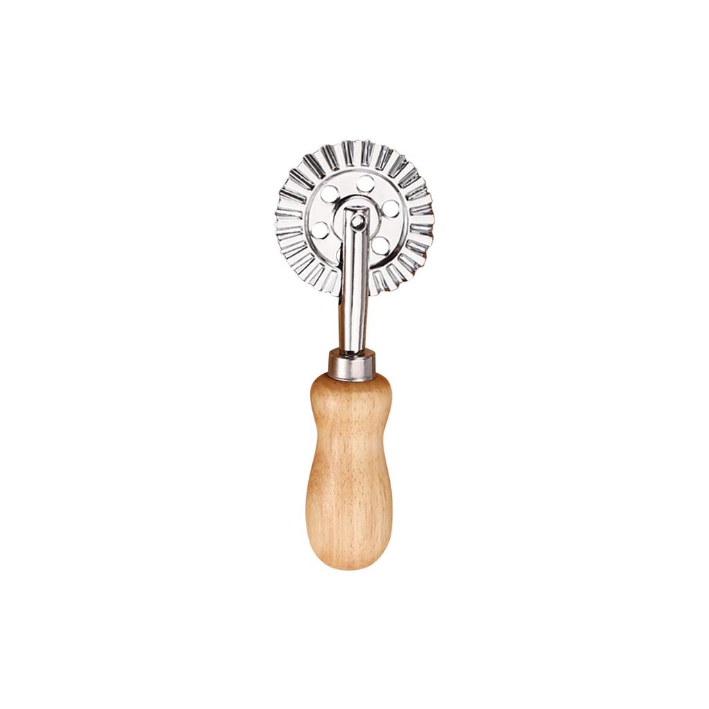 2 Pcs Biscuits Wheel Cutter, Pasta Cutter Wheel, Ravioli Pizza Cutter Wheels With Long Wooden Handle Dumpling Lace Making Noodle Dough Ruffled Edge
