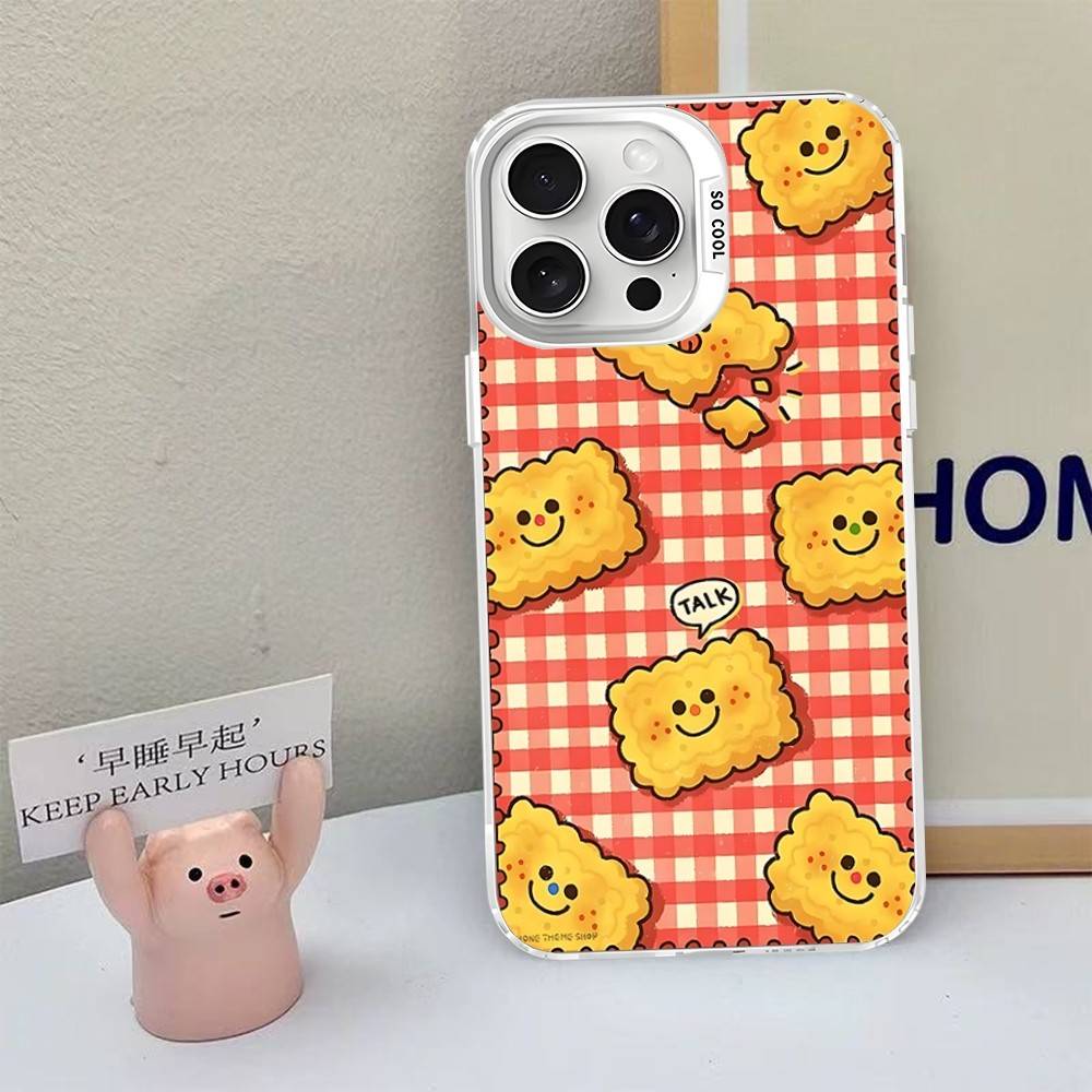 Мультяшный Милый Чехол для Телефона с Едой Для iPhone 17 16 15 14 13 12 11 Pro MAX Матовый Ударопрочный Задний Противоударный Матовый Чехол