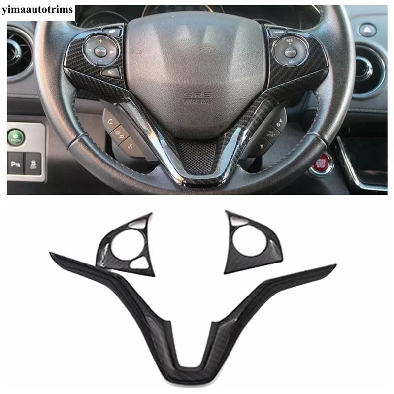 For Honda Vezel HR-V 2014 - ABS Carbon Fiber Car Steering Wheel Button Frame Decoration Cover Trim Accessories Interior