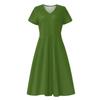 Women's Summer Casual Fashion Print Pocket Short Sleeve V-Neck Swing Dress