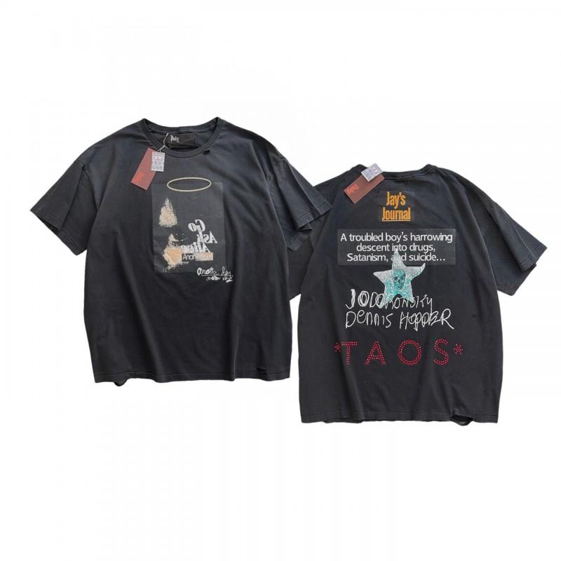 2026 Streetwear Oversized Washed Cotton Tee Men Loose Fit Short Sleeve Graphic T-Shirt