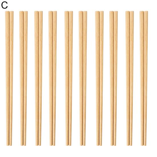 10 пар палочек для еды, нескользящие, устойчивые к высоким температурам, из натурального дерева, китайские японские палочки для еды, кухонный гаджет