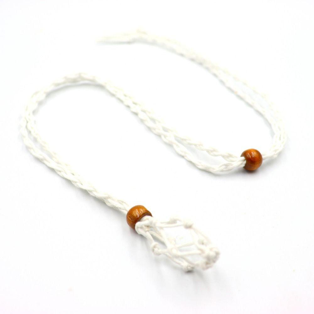 Retro style Braided Necklace Handmade Crystal Stone Pendant Necklace Net bag necklace Gifts