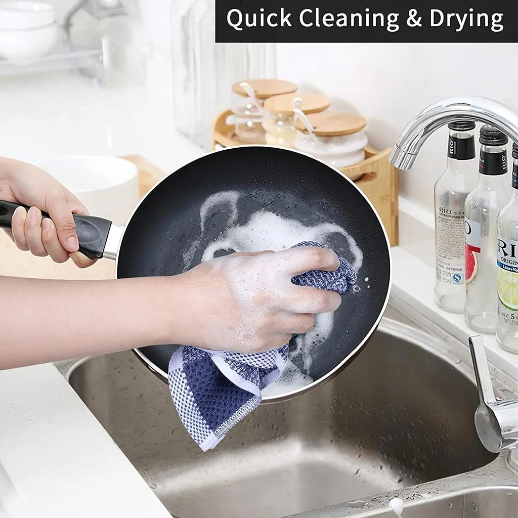 2Pcs 34*34cm Cotton Dishcloth Honeycomb Towel Ultra Soft Absorbent Hand Towel Wash Cloth Household Kitchen Cleaning Cloth Tool