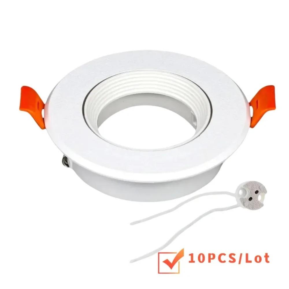 50/100PCS 75MM Cut Out Size Round Recessed Rotate Plastic MR16 GU5.3 GU10 Adjustable Spotlight Fixture Downlight Frame White