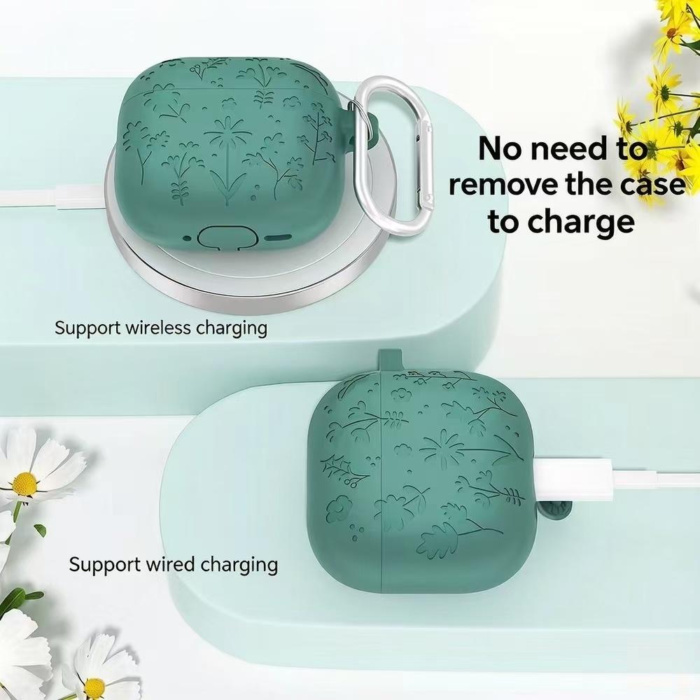 Case For AirPods Pro 3 Flower Engraved Protective Case Soft Silicone Full Cover -scratch Shockproof Case For AirPods Pro 3