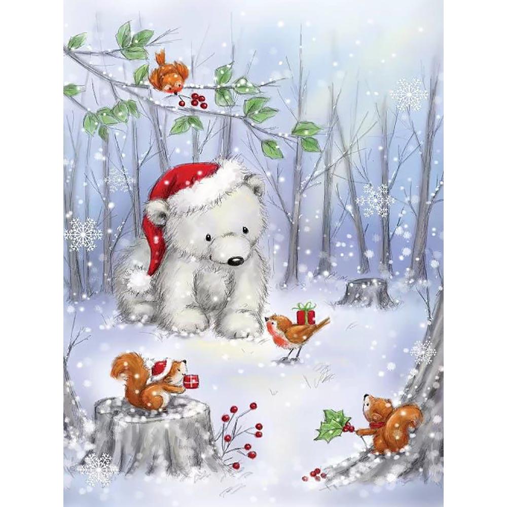 5d алмазная живопись Рождественский медведь шляпа ремесленная полная квадратная Алмазная вышивка крестиком мозаика с изображением животных Рождественская настенная живопись