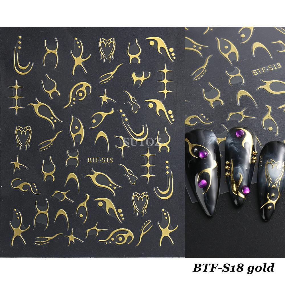 Наклейки для ногтей с геометрическим узором, сияющая звезда и луна, клейкие наклейки для ногтей