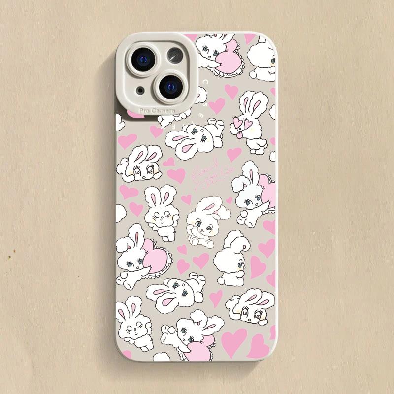 Cute Colorful Rabbit Silicone Phone Case For Redmi Note 13 12 11 Pro Plus 13 12S 11S 11 10S 10 Redmi 12 4G 13C Soft Cover