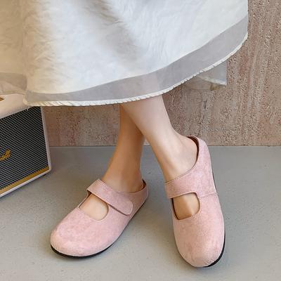 Birkenspring летние тапочки женские ленивые на одной педали 2025 новые на липучке для улицы сумка на голову полутапочки