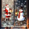 Мультфильм Рождественская наклейка на окно Украшение 2025 Новый год Снеговик Санта-Клаус Домашняя Детская комната Настенная стеклянная статическая наклейка Съемная