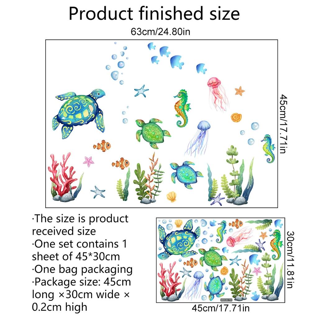 Синее море Рыба Пузырь Подводный мир Подводное животное Наклейка на стену Для детской комнаты Ванная комната Домашнее украшение фрески