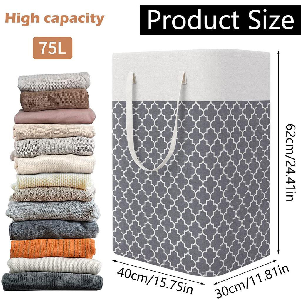Large Laundry Basket Portable Foldable Home Laundry Storage Bag Cotton Linen Hamper For Kids Toys Dirty Clothes Basket Bedroom