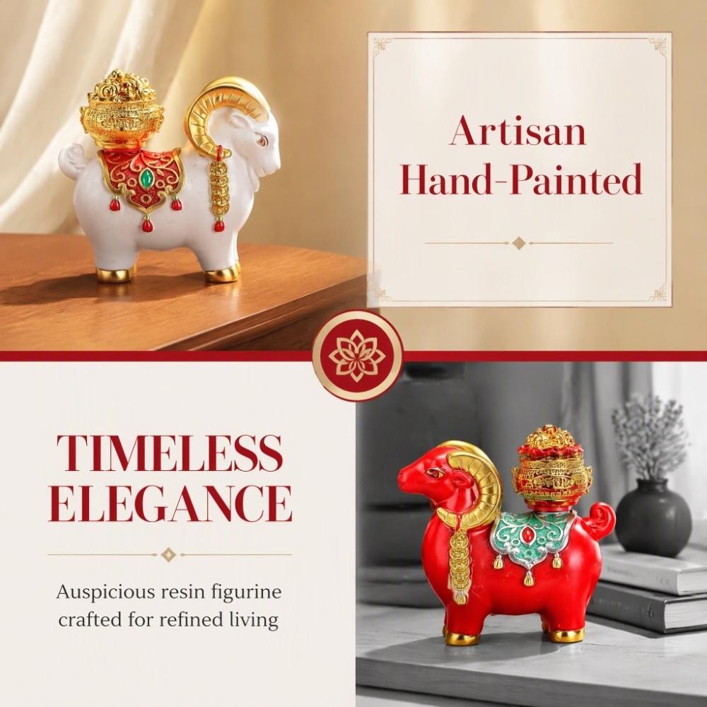 Cute Zodiac Goat Figurine Rotatable Fortune Bag Car Dashboard Ornament Home Decor