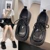 Single Shoes Women's Autumn and Winter 2025 New British Style Retro Black Small Leather Shoes Platform Heightening Small Loafers