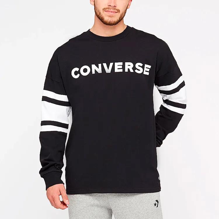 Converse T-Shirts Men's Black Crew Neck Moderate Straight Fit (Unisex) T-Shirts 10007099 A05