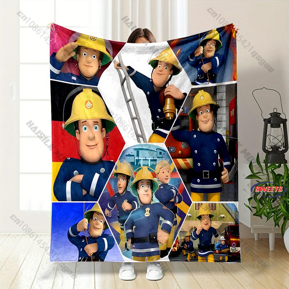 Cartoon Animation Theme Blanket Fireman S-Sam Print Blanket Home Travel Blanket Sofa Bedding Cover Blankets Gift for Boys Girls
