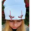 Embroidered Woolen Beanies Hat Scary Clown Eyes Knitted Hat Warm Hedging Hip-hop Hat Woolen Halloween Hat Beanies Streetwear