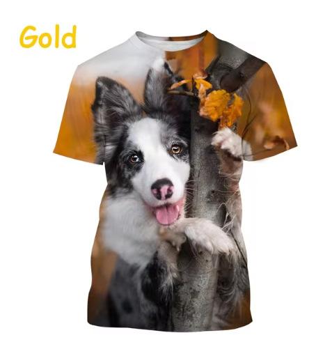 Border Collie 3D Printed T-Shirt Cute Puppy Printed O-Neck Short Sleeve T-Shirt Men Women Men
