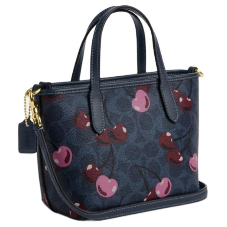 Coach City 15 Zipper Closure Logo Canvas Tote Bag Shopping Shoulder Crossbody Handbag Mini Women Tote Denim-Blue Mixed-Colors CY737-IMDEI