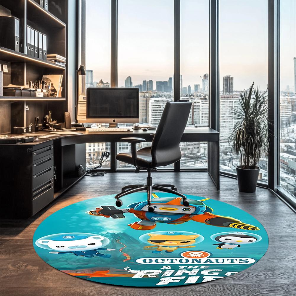 Octonauts Printed Round Rug Carpet Chair Rug Area Rug Entryway Doormats,for Office Chair Living Room Bedroom Kitchen Room.