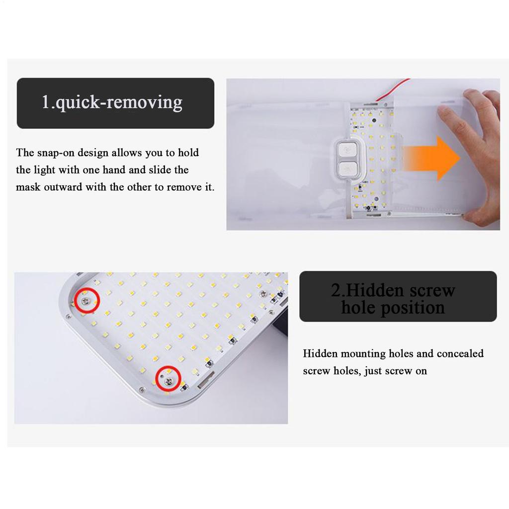 RV Ceiling Light RV Ceiling Light LED Lamp 12–30V Dimmable Triple Color Temperature Lamp For Vehicles Llumination Relaxation