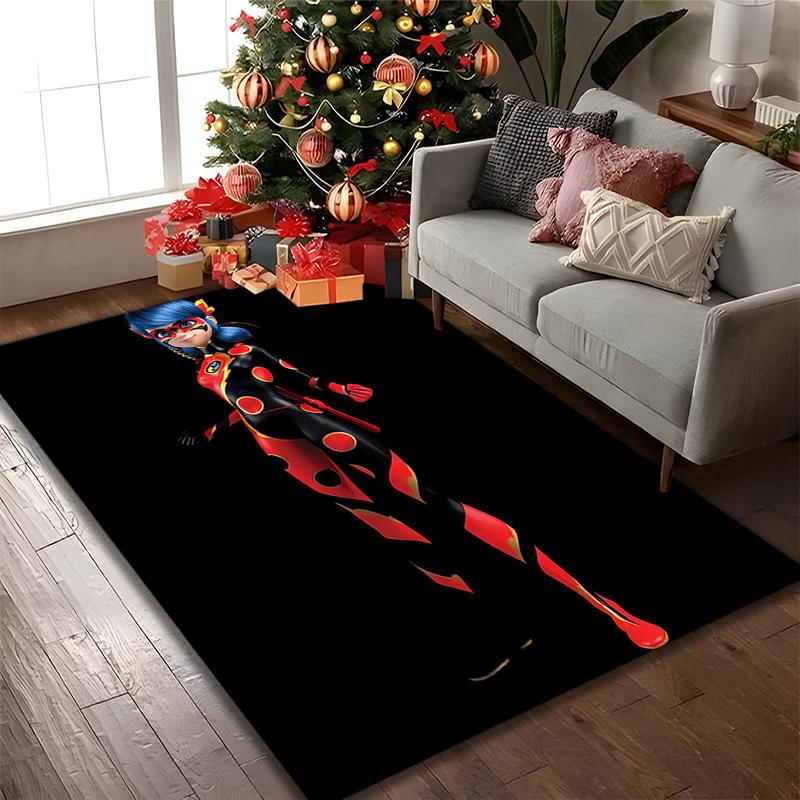 1pc Ladybug Carpet for Room Floor Mat, Comfortable Office Chair Printed Area Rug, Beautiful Hotel Rug