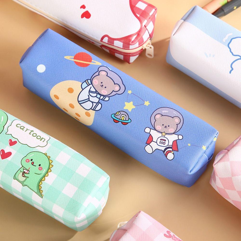 Waterproof Pencil Case PU Leather Stationery Bag Multi Functional Pencil Box  Students