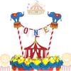 Circus Carnival Theme Cake Topper 1st Birthday Circus Theme Photo Booth Props Cake Smash Party Cake Decorations Supplies, Glitter
