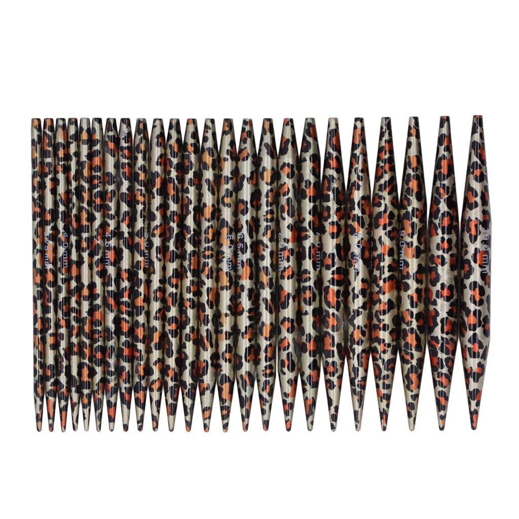 Набор спиц для вязания Съемные круговые спицы с леопардовым принтом Кнопки для вязания свитера