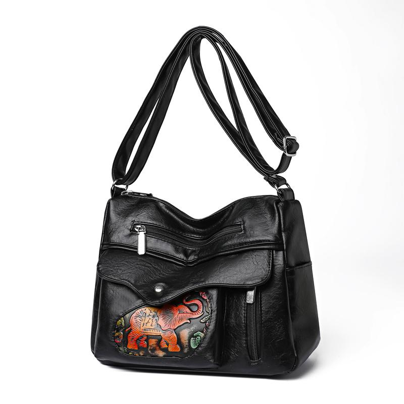 Женская сумка с тисненым слоном, сумка через плечо большой емкости, сумка для мам среднего возраста