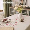 Embroidered Tassel Imitation Cotton Linen Tablecloth