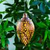 Outdoor Solar Lights Iron Garden Pendant Hollow Out Cone Light Metal Butterfly Hanging Lanterns