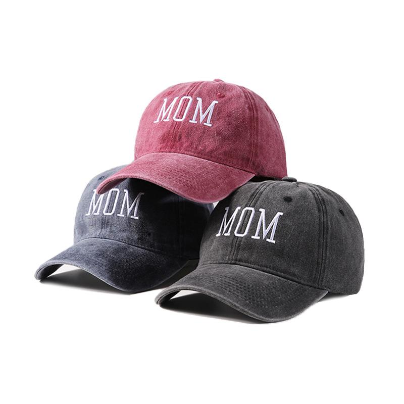 Unisex Washed Cotton Cap Dad Mom Embroidery Baseball Cap Outdoor Couple Chic Dad Hats