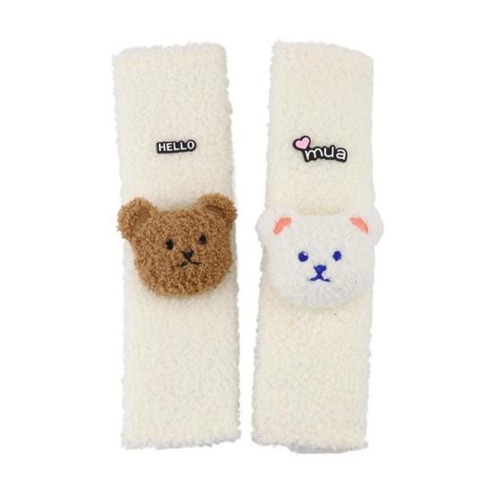 Cute Bear Decor Car Seat Belt Strap Cover Fastener Tape Soft Plush Seat Strap