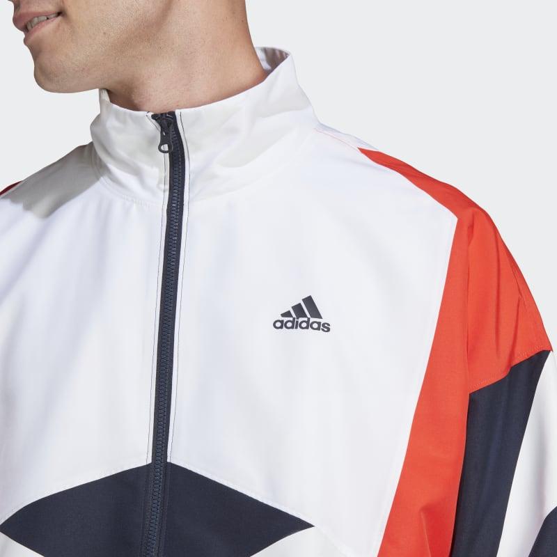 Adidas Спортивная повседневная куртка на молнии с цветными блоками, мужская куртка синего и черного цвета IB4307