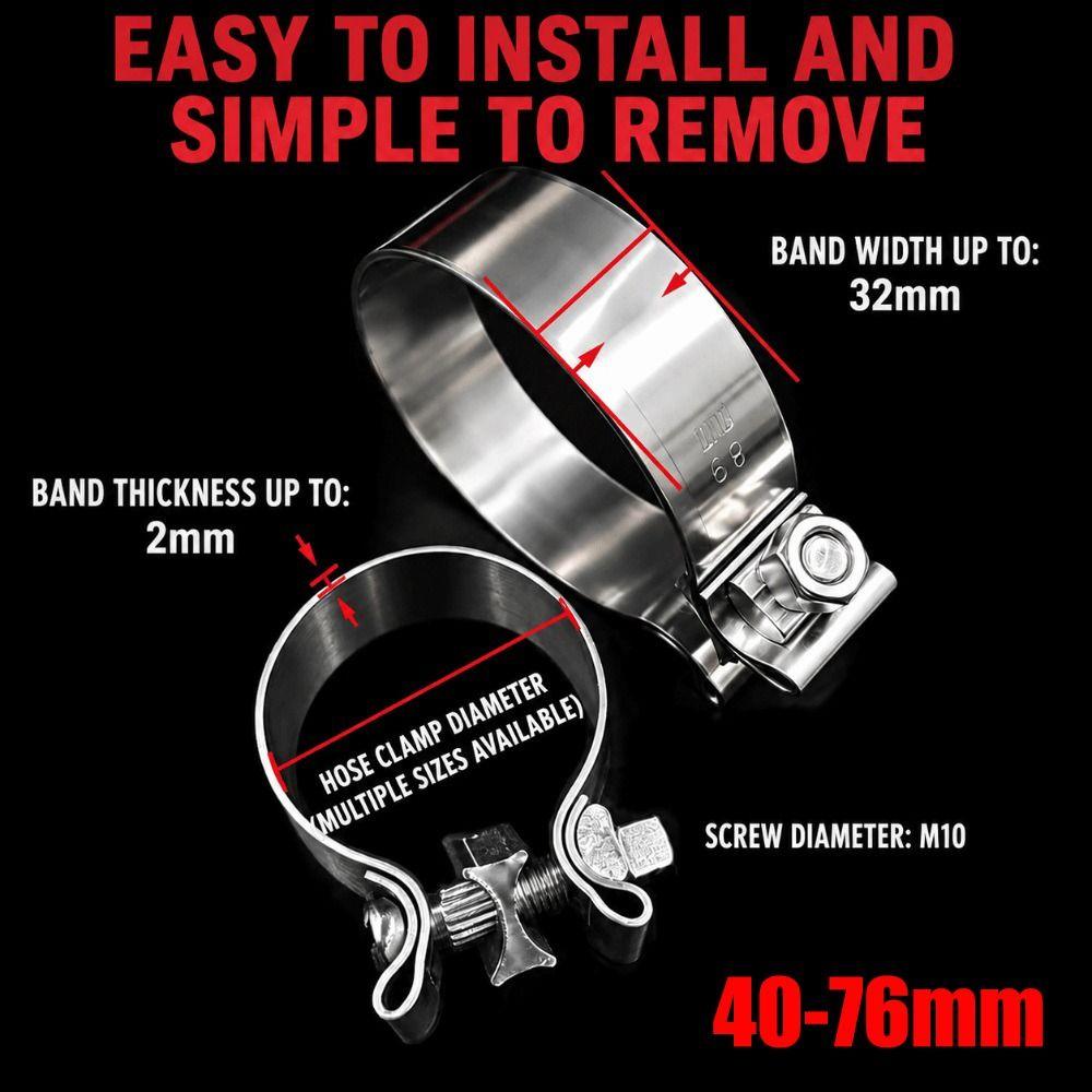 40-76mm Pipe Connection Hoop Stainless Steel Steel Pipe Clamp Strong Exhaust Pipe Clamp