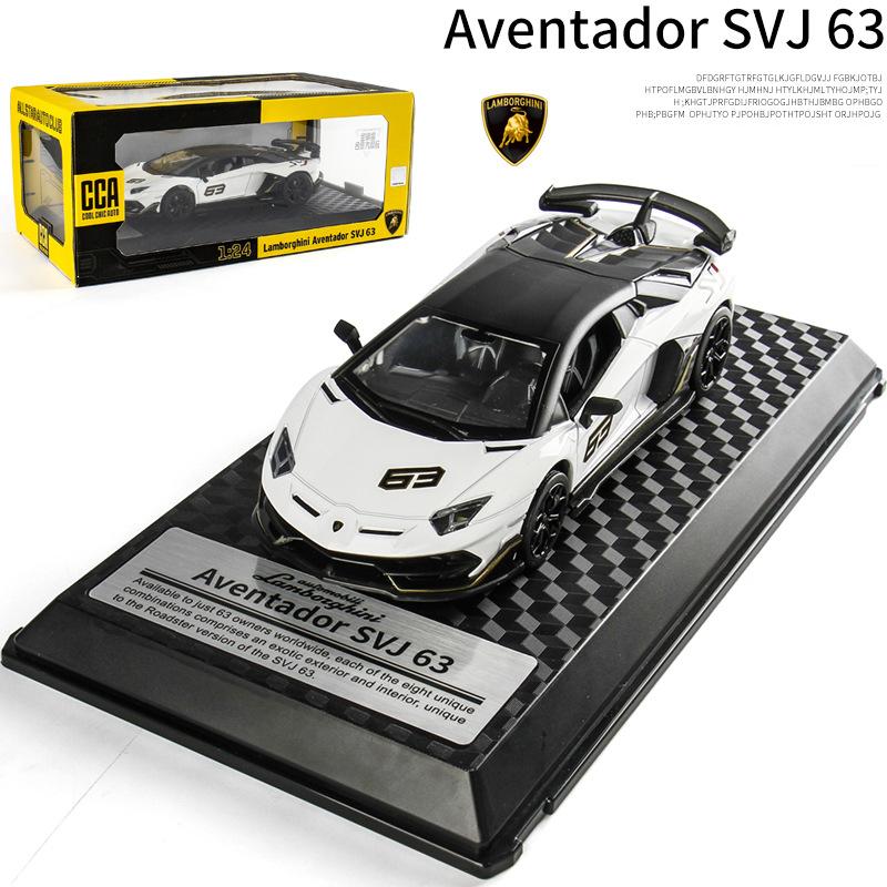 Масштаб 1/24 Lambo Aventador SVJ63, литая под давлением модель автомобиля, игрушечный автомобиль с откатным механизмом, звуком и светом для детей, коллекция подарков для мальчиков и девочек