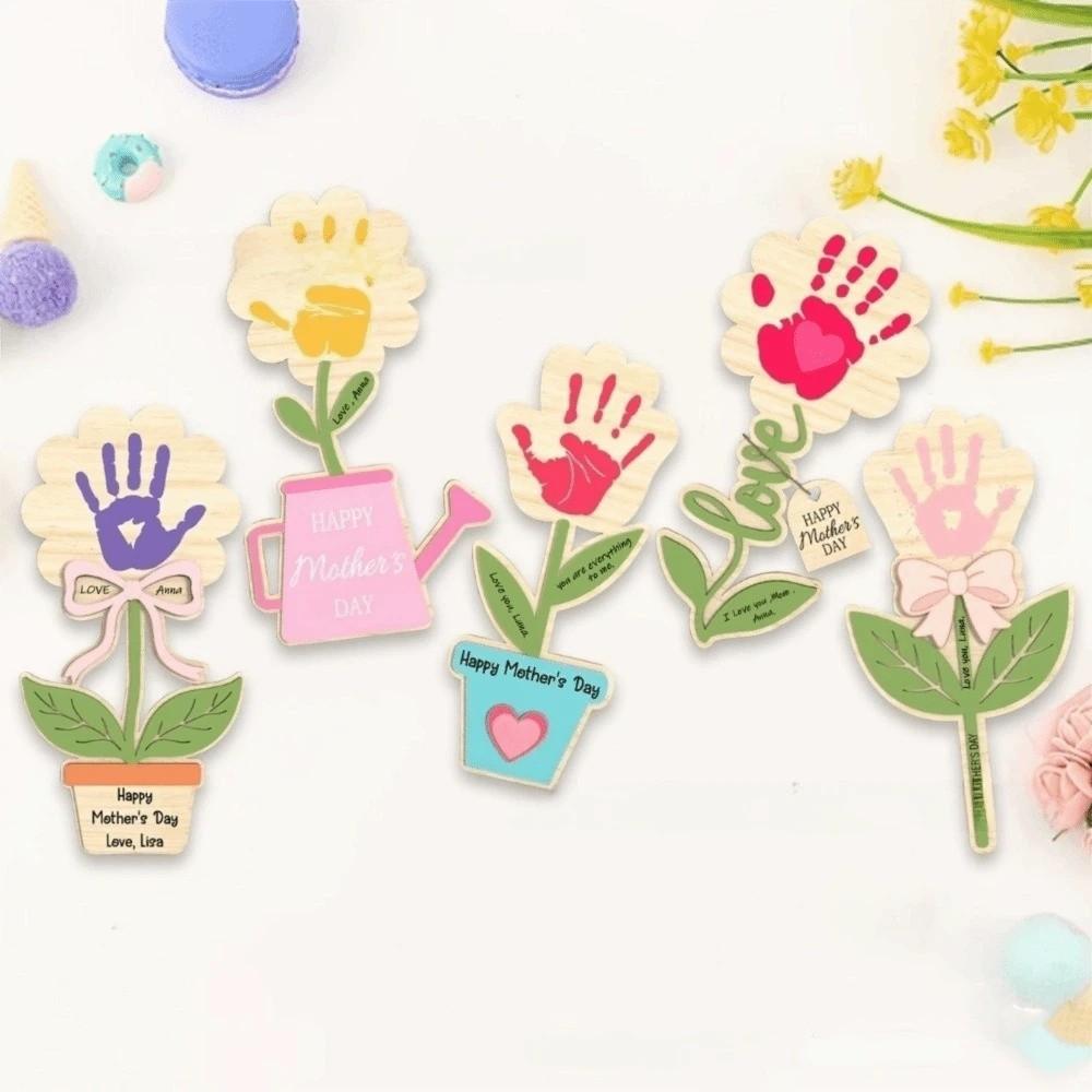Hand Painted Mother's Day Plaque Decoration Wooden Flower Craft Mother's Day Gift