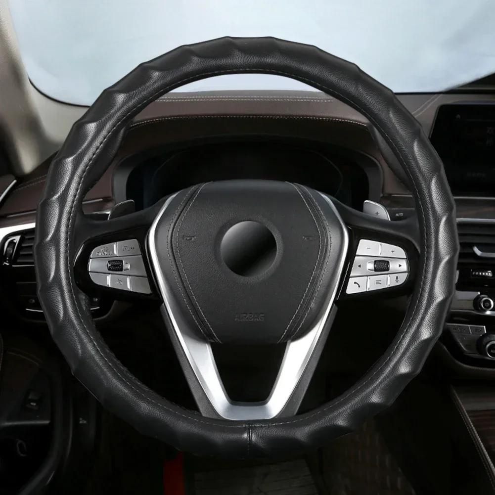 Чехлы на руль автомобиля 38 см, дышащие, нескользящие, искусственная овчина, кожаный чехол на руль, аксессуары для салона автомобиля