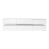 Modern White High-Gloss TV Cabinet, 160x39x45 cm, LED Lighting, 2 Doors, 1 Drawer, Open Compartment, 70-Inch TVs, Acrylic Glass Insert, Push-to-Open
