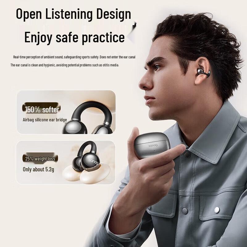 SANAG Z60S AI Bone Conduction Ear-Clip Bluetooth Headset