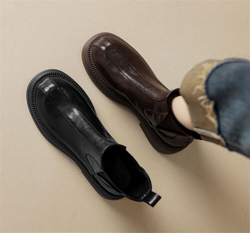 Модные новые осенне-зимние женские ботинки для женщин, с круглым носком, короткие ботинки, модные ботинки на платформе, на массивном каблуке, сапоги-рыцари, ручная работа