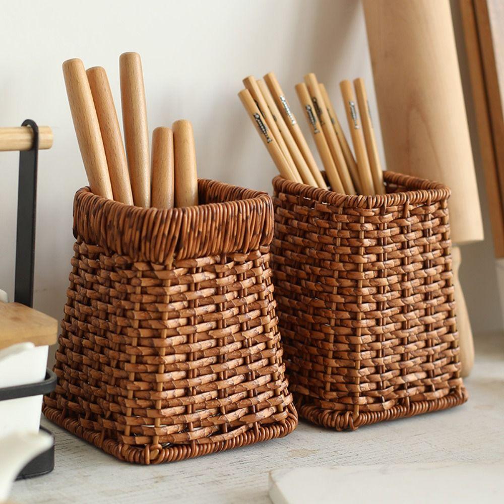 Household Rattan Wicker Basket Restaurant Serving Tabletop Display