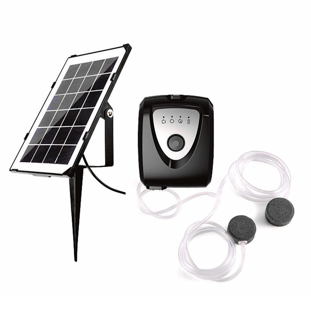 6V 3.5W Solar Air Pump Fish Tank Oxygenator with Dual Aquarium Pipe & Air Bubble Stone Outdoor Pond