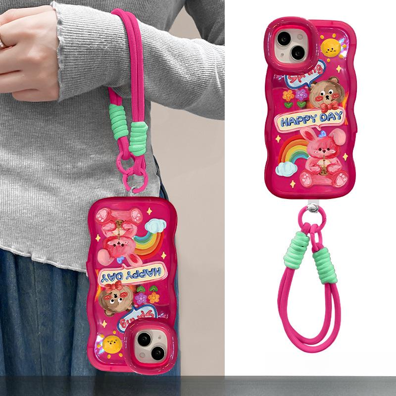 Брелок Graffiti Bear для чехла мобильного телефона Apple 16promax Huawei P70 Милый Xiaomi 15 Силиконовый 14 Подставка X