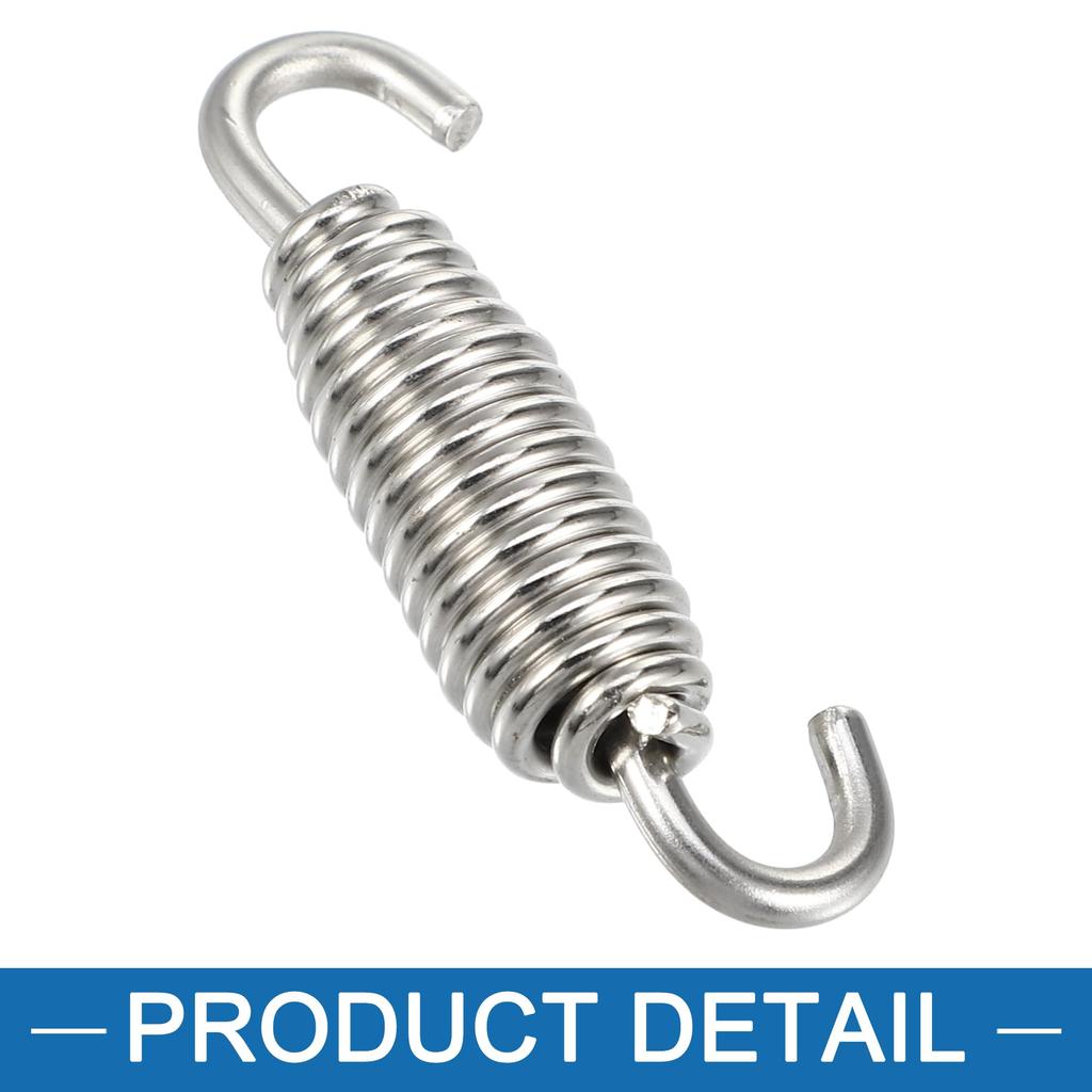 A ABSOPRO Motorcycle Exhaust Pipe Spring 55mm 2.17" Universal Muffler Tube Spring Hook Stainless Steel Silver Tone
