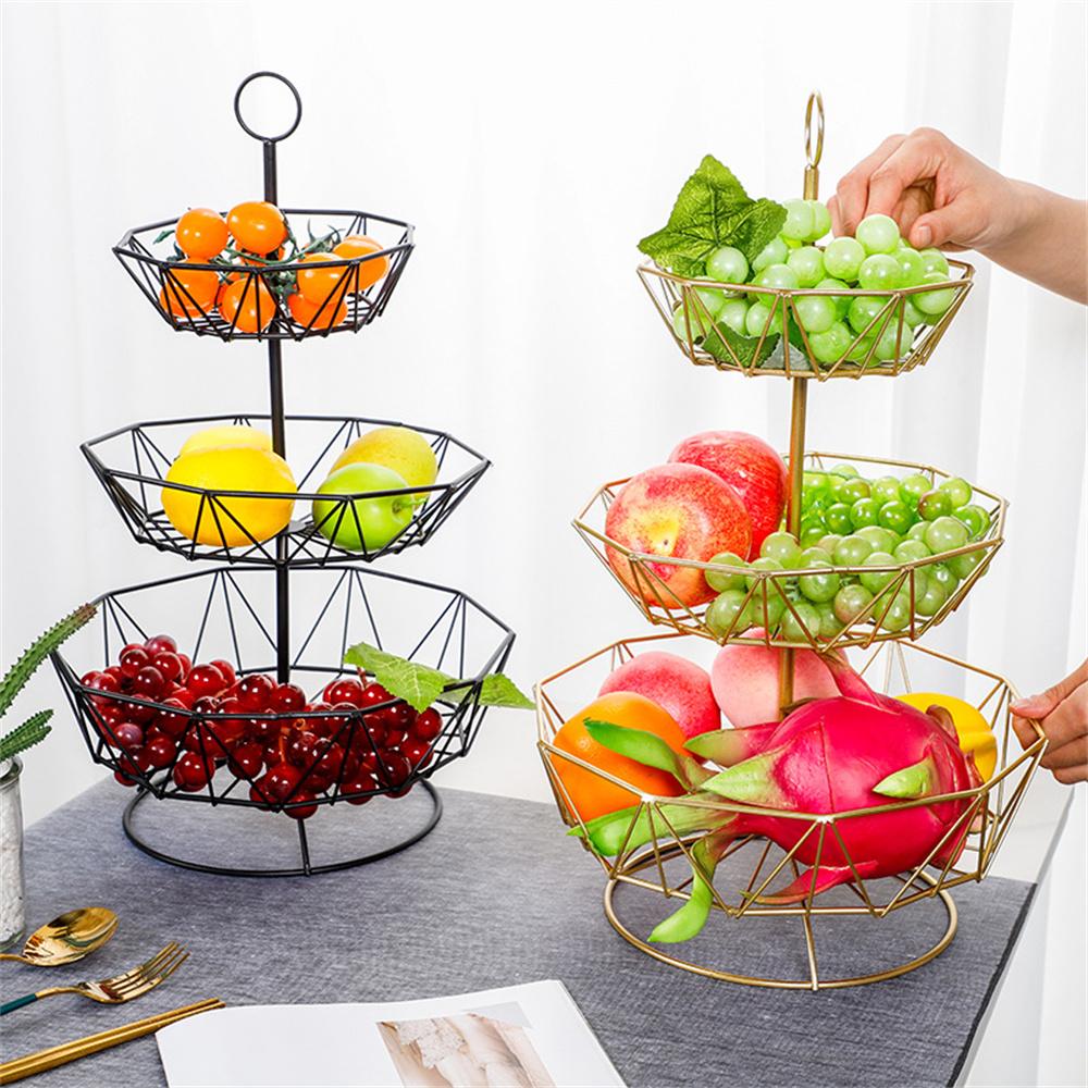 Metal Fruit Basket Wire Snack Bread Vegetable Storage Bowls Kitchen Eggs Dessert Holder Cake Stand Nordic Organizer Minimalist